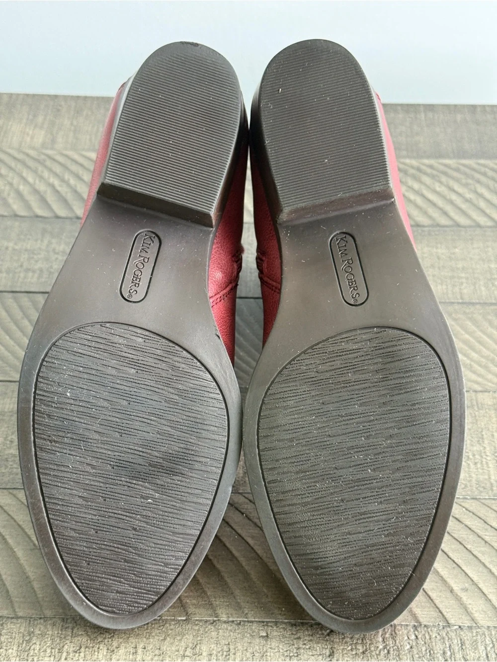 Kim Rogers Women's Burgundy Ankle Booties - Low Heel Chelsea Boots Size 8.5
